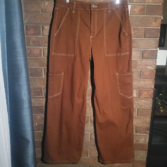 Project Indigo Women's Brown Wide Leg Utility Pants - Size 14 - Picture 6 of 11